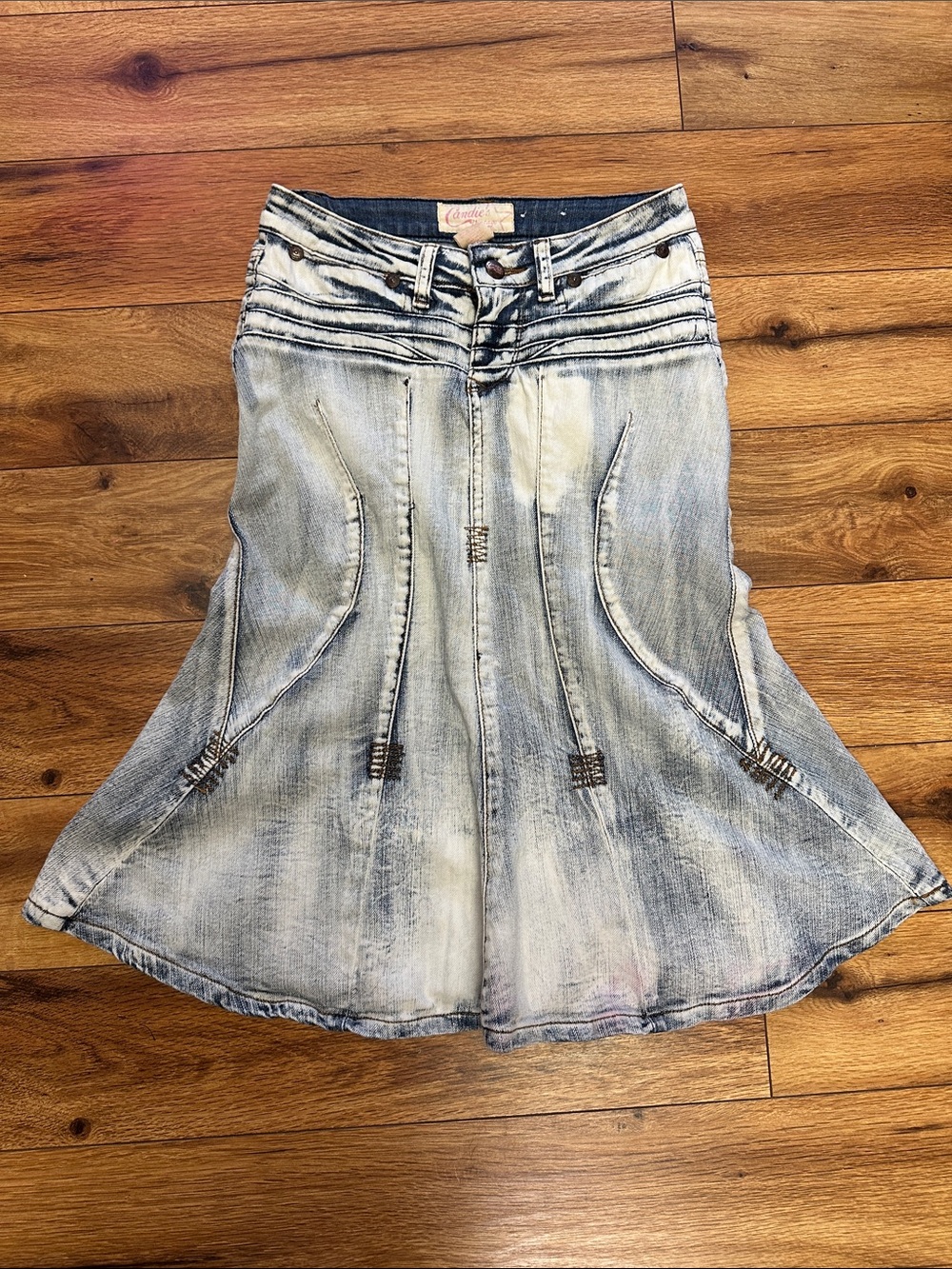 Candie's Y2K Light Blue Acid Washed Denim A-Line Skirt